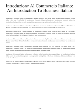 Introduzione Al Commercio Italiano: An Introduction To Business