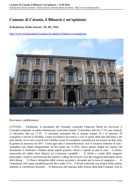 Comune di Catania, il Bilancio è un`opinione - 12-09