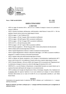 VISTA la Legge 30 dicembre 2010 n - Università degli Studi di Firenze