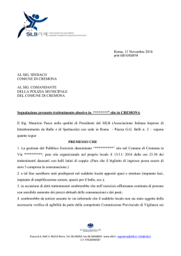 11-11-2016 Segnalazione presunta attivit&agrave; abusiva nel