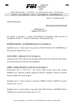 Notiziario n. 2 Giustizia Regionale - Comitato Regionale Lazio della