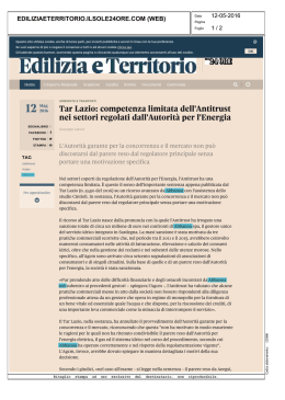 Sole 24 ore del 12-5-2016 Sentenza Tar Lazio Antitrust