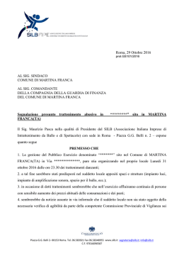 29-10-2016 Segnalazione presunta attivit&agrave; abusiva nel