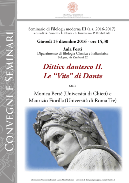 Dittico Dantesco II_Locandina - Dipartimento di Filologia Classica e