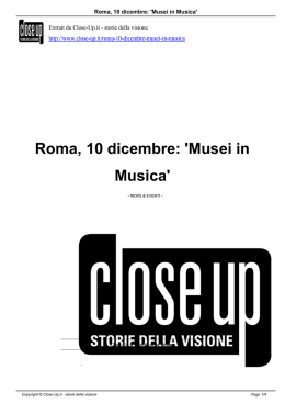 Roma, 10 dicembre: `Musei in Musica`