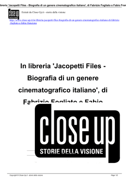 In libreria `Jacopetti Files - Biografia di un genere
