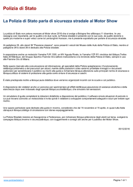 Polizia di Stato La Polizia di Stato parla di sicurezza stradale al
