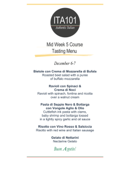 Mid Week 5 Course Tasting Menu Buon Appetito!