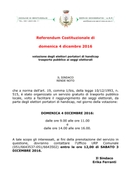 Referendum Costituzionale di domenica 4 dicembre 2016