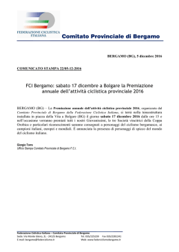 Scarica il comunicato - Comitato Provinciale di Bergamo