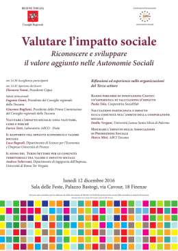 Valutare l`impatto sociale - Consiglio Regionale della Toscana