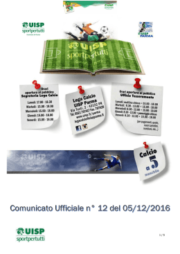 Comunicato 12 del 05 dicembre 2016