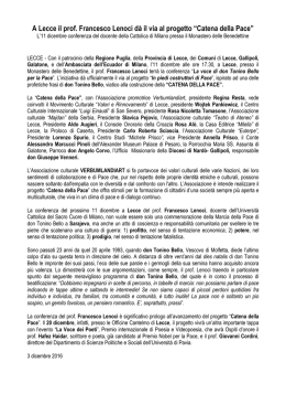 LECCE La catena della pace