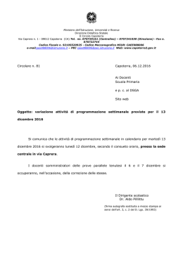 Circolare n. 81 Capoterra, 06.12.2016 Ai Docenti Scuola Primaria e