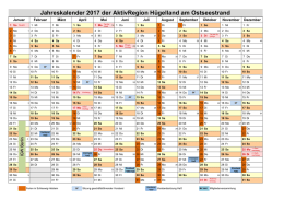 Jahreskalender 2017 der AktivRegion Hügelland am Ostseestrand
