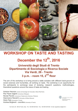 Poster `Workshop on taste and tasting` Fele 12.12.2016