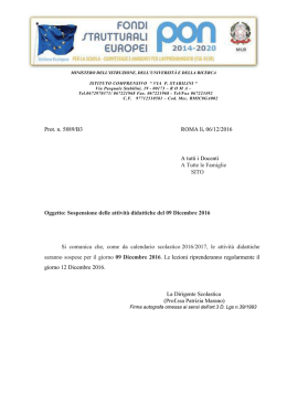 Sospensione attivit&agrave; didattica 09.12.2016
