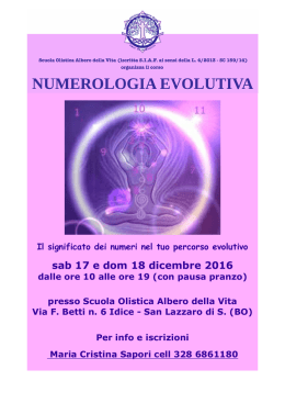volantino numerologia dic 2016 - Scuola Olistica Albero della Vita