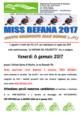 Ricerca MISS BEFANA 2017 - Venezia-Mestre 6 gennaio 2017
