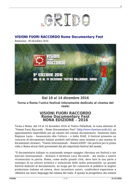 VISIONI FUORI RACCORDO Rome Documentary Fest