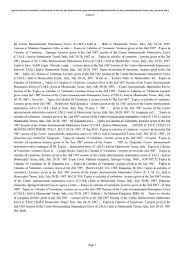 Lectures Given At The 2nd 1987 Session Of The Centro
