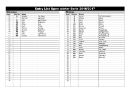 deelnemerslijst Open Winter Serie