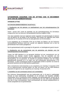 agenda gemeenteraad van 19 december 2016
