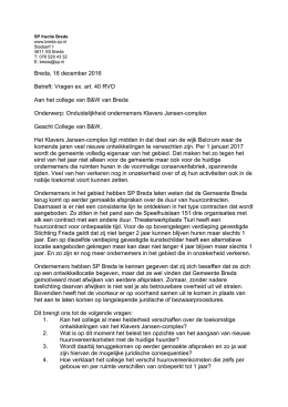 Breda, 16 december 2016 Betreft: Vragen ex. art. 40