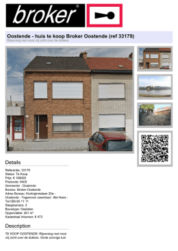 Oostende - huis te koop Broker Oostende (ref 33179) Details