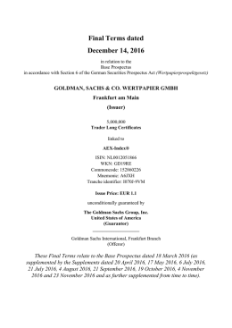 Final Terms dated December 14, 2016