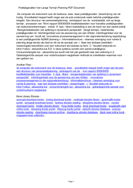 Praktijkgevallen Van Lange Termijn Planning PDF