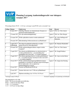 Planning Leergang Aanbestedingsrecht voor inkopers voorjaar 2017