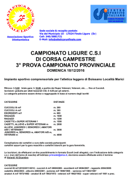 CAMPIONATO LIGURE C.S.I DI CORSA CAMPESTRE 3° PROVA