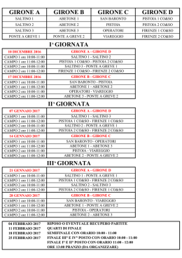 calendario torneo - Misericordie della Toscana