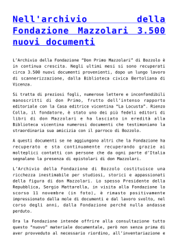 Nell`archivio della Fondazione Mazzolari 3.500 nuovi documenti
