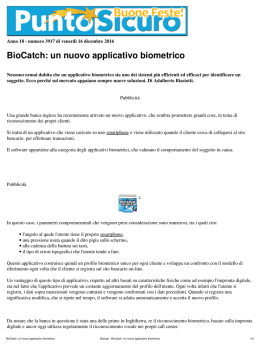 Stampa - BioCatch: un nuovo applicativo biometrico
