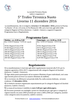 5° Trofeo Tirrenica Nuoto Livorno 11 dicembre 2016