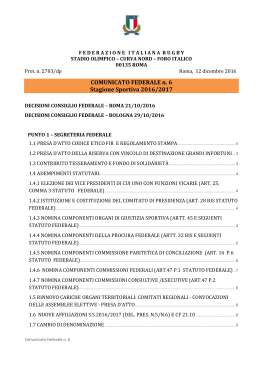 Comunicato Federale nr. 6-2016.2017
