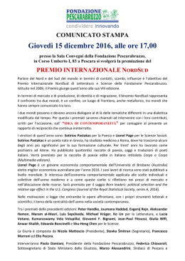 comunicato stampa - Fondazione Pescarabruzzo