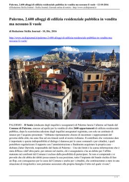 Palermo, 2.600 alloggi di edilizia residenziale