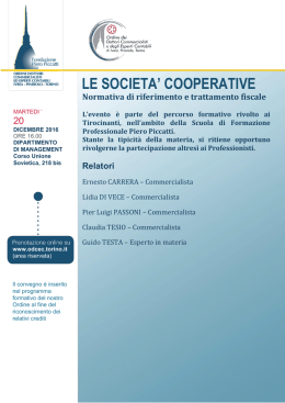 le societa` cooperative - Ordine dei Dottori Commercialisti e degli
