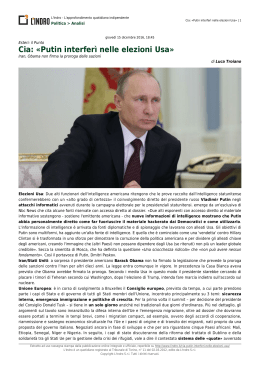 Cia: «Putin interferì nelle elezioni Usa