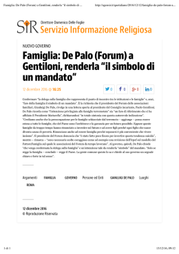Famiglia: De Palo (Forum) - Forum delle Associazioni Familiari