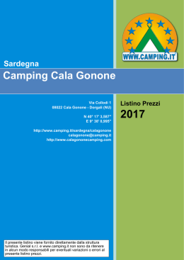 Listino Prezzi Camping Cala Gonone