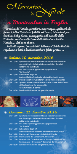 programma 2016 Mercatini - Pro Loco Montecalvo in Foglia