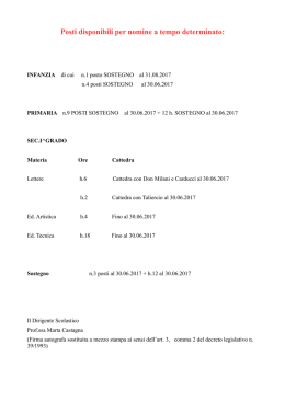 Posti disponibili per nomine a tempo determinato: