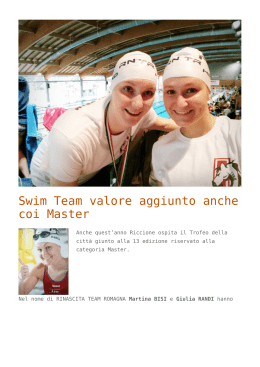 Swim Team valore aggiunto anche coi Master