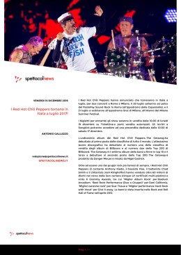 I Red Hot Chili Peppers tornano in Italia a luglio