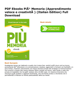 PDF Ebooks PiÃ¹ Memoria (Apprendimento veloce e creativitÃ )