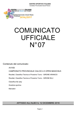 Comunicato n°07 - CSI Comitato Provinciale di Ascoli Piceno